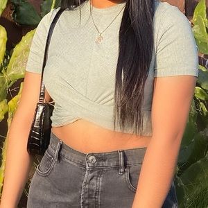 turquoise crop top